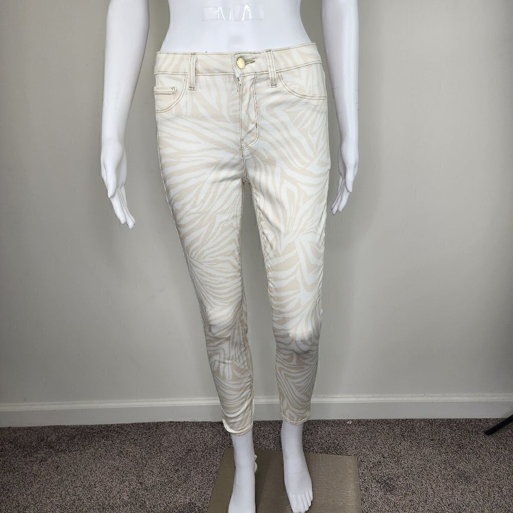 NWT Margot High Rise Skinny Tiger Print Jean Cream Tan Size 25